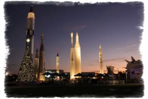 Rocket Garden bei Sonnenuntergang