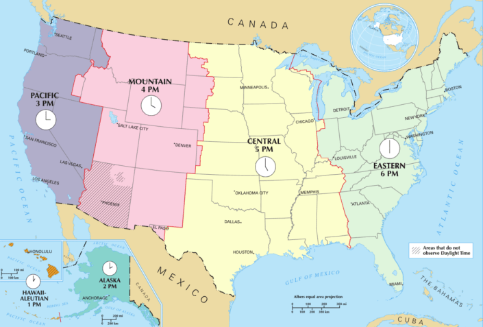 Welche Zeitzonen gibt es in den USA?